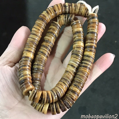 Genuine Tibetan Bone Prayer Beads - 12mm Old Antique Buddhist Mala Bracelet
