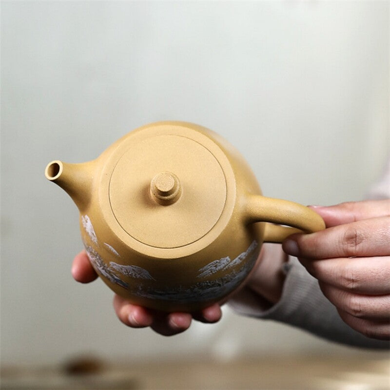 500ml Yixing Zisha Duan Clay Pottery Tea Pot Mountain Scenery Master Teapot