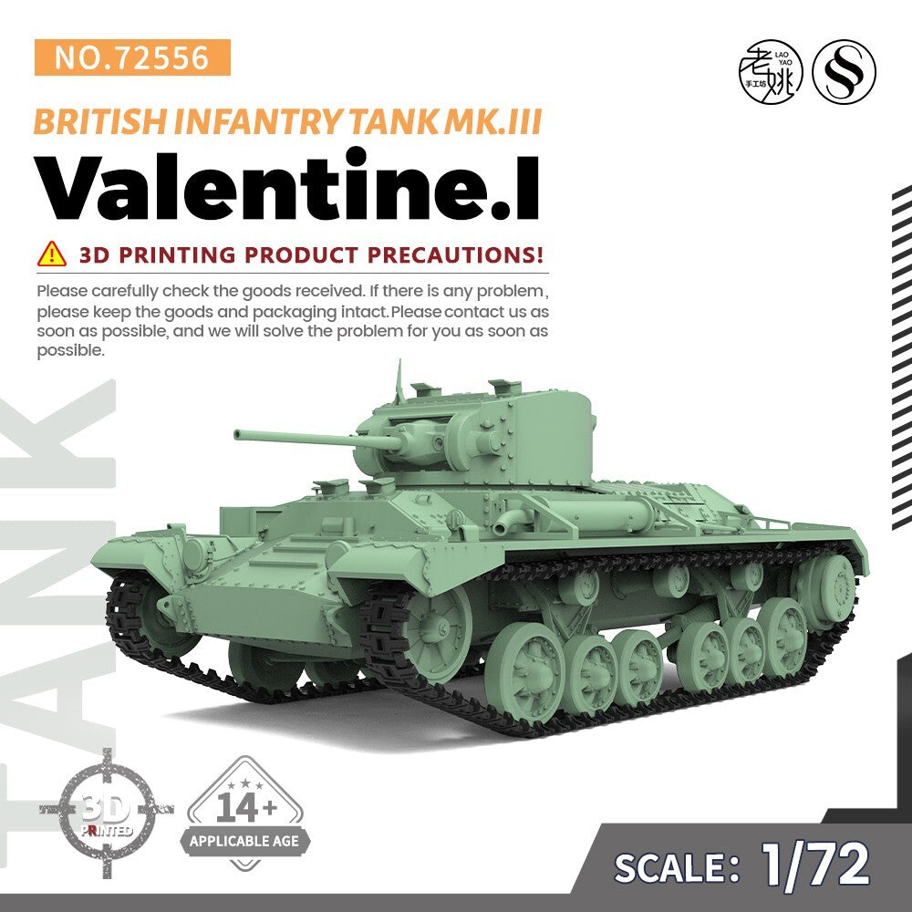 SSMODEL 1/72 25mm Military Model Kit British Valentine.I Infantry Tank Mk.III