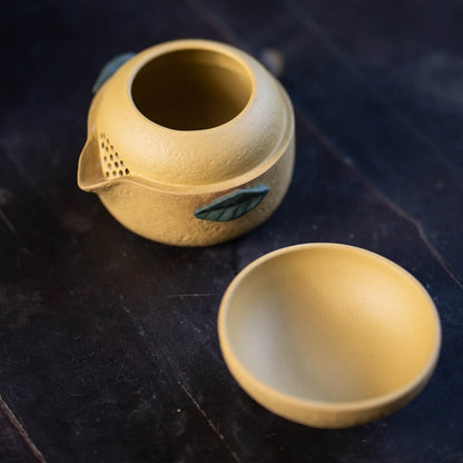 Creative Yixing Zisha Duan Clay Tea Pot With Infuser Holes Matching Cup Travel