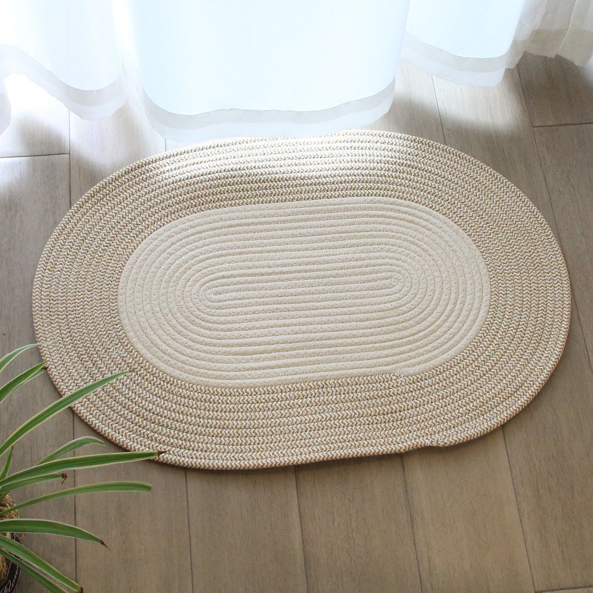 Door Mat Woven Cotton Rope Non Slip Carpet Entrance Bedroom Bedside Rugs 65x45cm