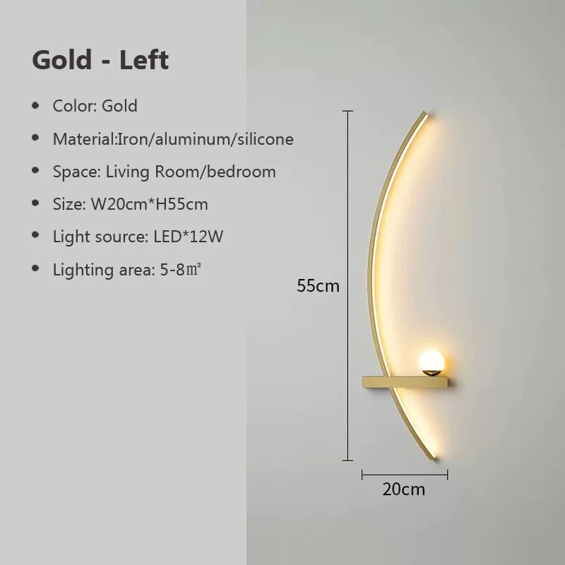 LED Wall Lamps Modern Black Gold Interior Nordic Art TV Home Decor Sconce Lights