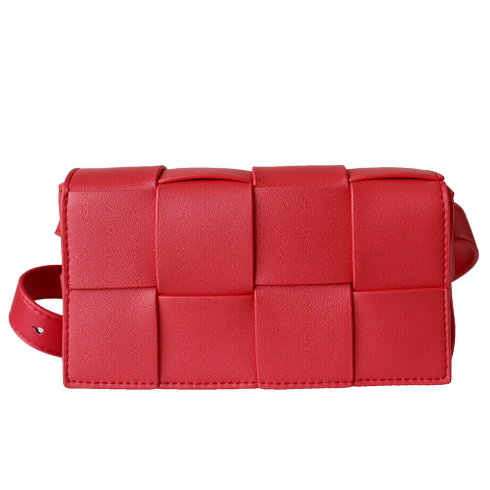 Mini Woven Real Leather Belt Bag Crossbody Sling Fanny Waist Pack Chain Clutch