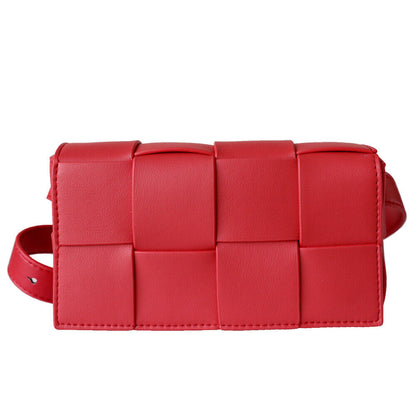 Mini Woven Real Leather Belt Bag Crossbody Sling Fanny Waist Pack Chain Clutch
