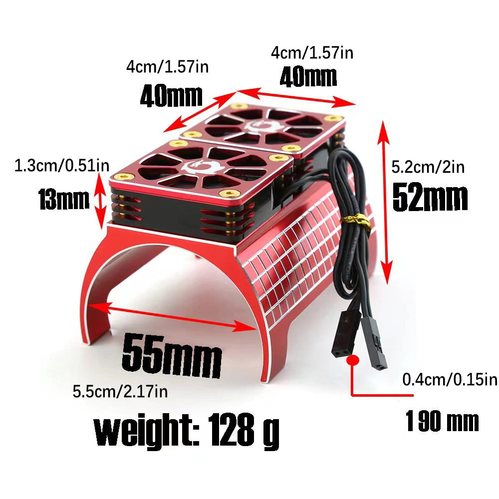 Upgrade Red Dual Fan Cooling Heatsink For Traxxas X-Maxx 1/5 RC Car 55mm Motor w