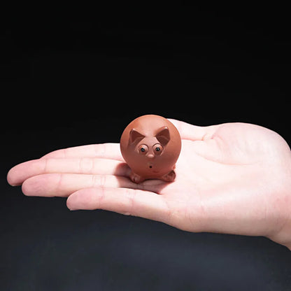 1PCS Yixing Purple Clay Small Tea Pet Lovely Pig Figurine Ornament Crafts