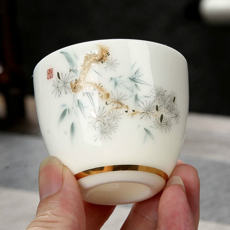 Chinese Ceramic Teacup 70ml Cute Small Wine Cup Exquisite Porcelain Tea Bowl