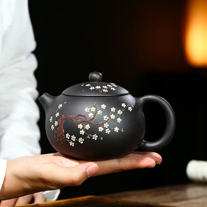 Yixing Purple Clay Raw Ore Black Mud Xishi Tea Pot Zisha Plum Bossom Tea Kettle