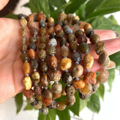 Natural Gobi Multi-Color Alashan Agate/stone Pendant Necklace 108 Prayer Beads