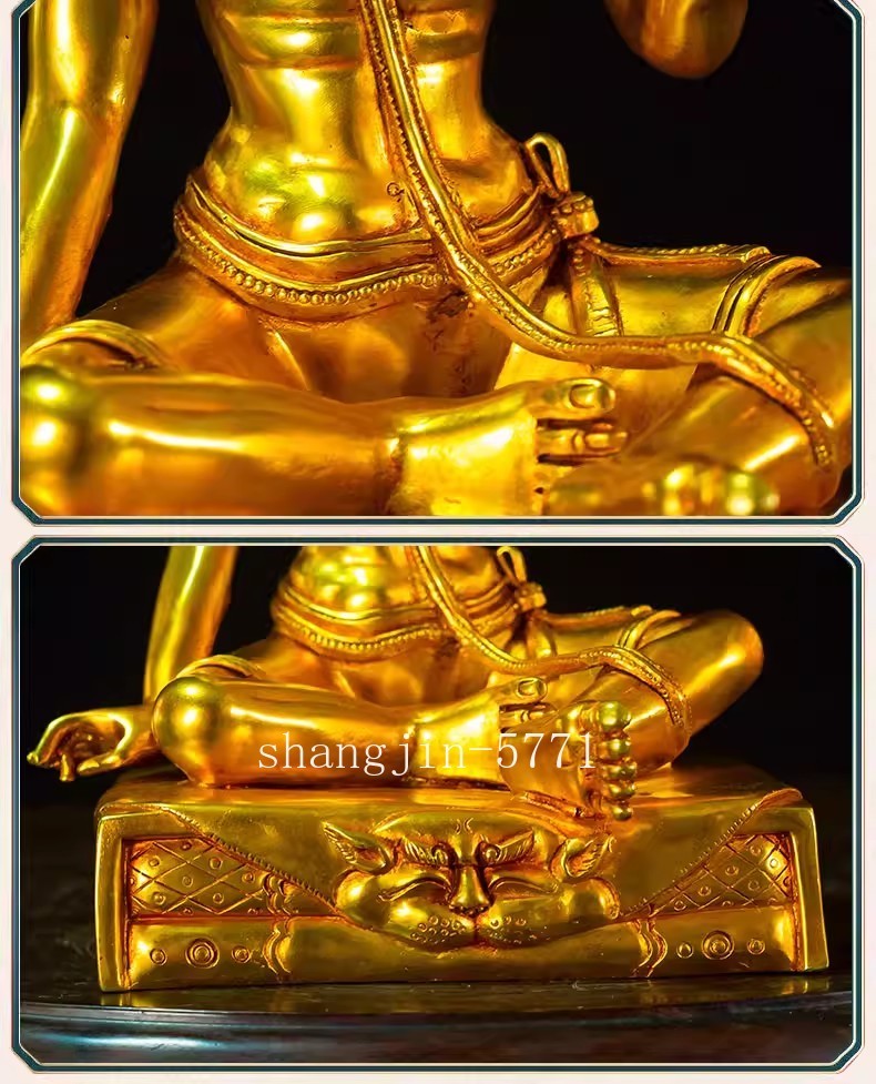 8.3" Brass Padampa Sangye Pha Dhampa Sangye Buddha Statue Gold Coating Decor