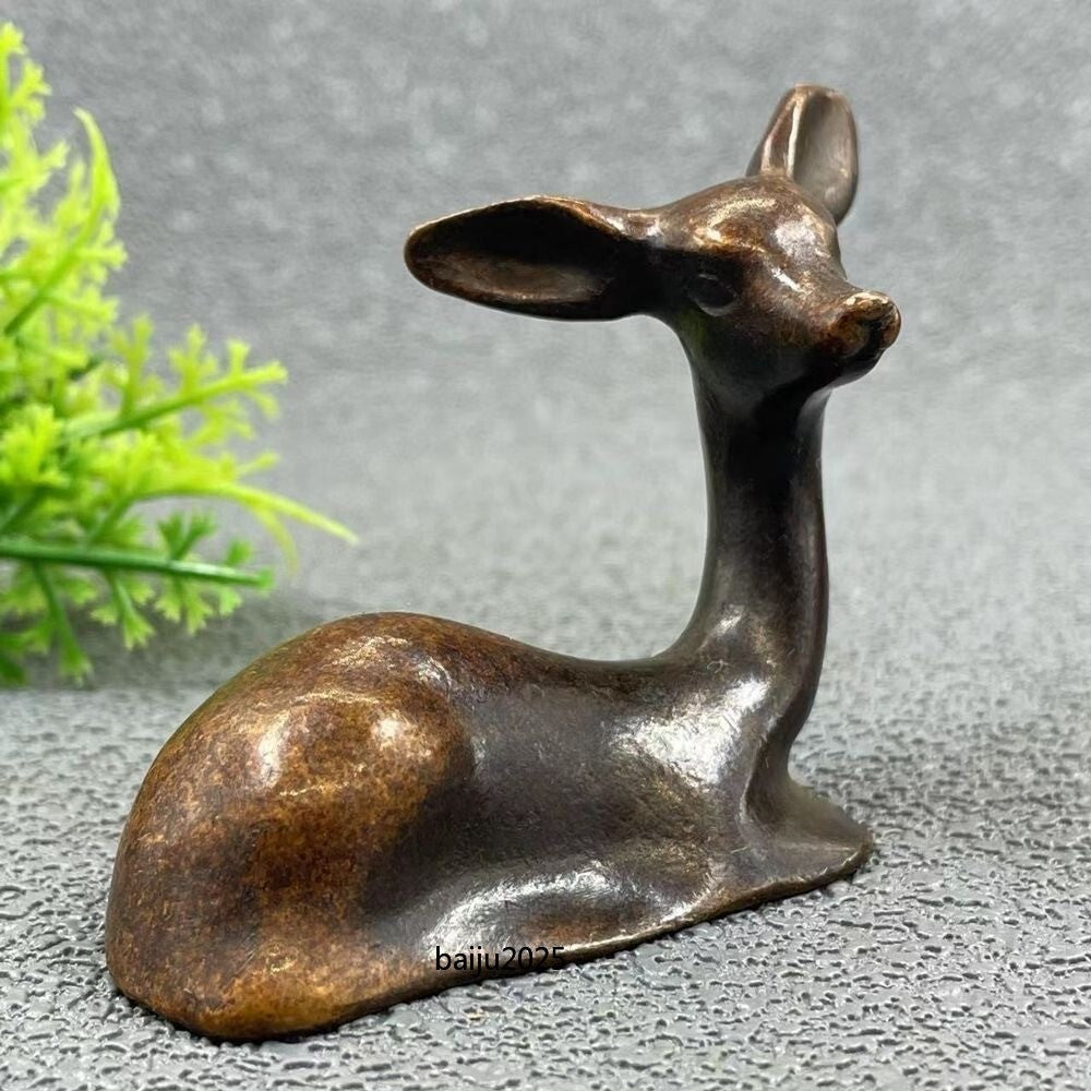 Deer Statue Retro Crafts Metal Carving Decoration Tea Pet fawn figurine deerlet