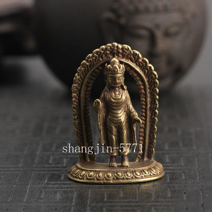 5CM Old Chinese Dynasty Bronze Buddhism Guanyin Kwanyin Buddha Statue