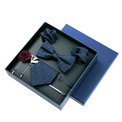 Men Ties 9Pcs Necktie Set Formal Luxury Wedding Cravat Pocket Square Silk Bowtie