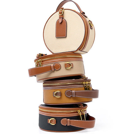 Women Luxury Round Bag Real Leather Handbag Brand New Crossbody Shoulder Purse
