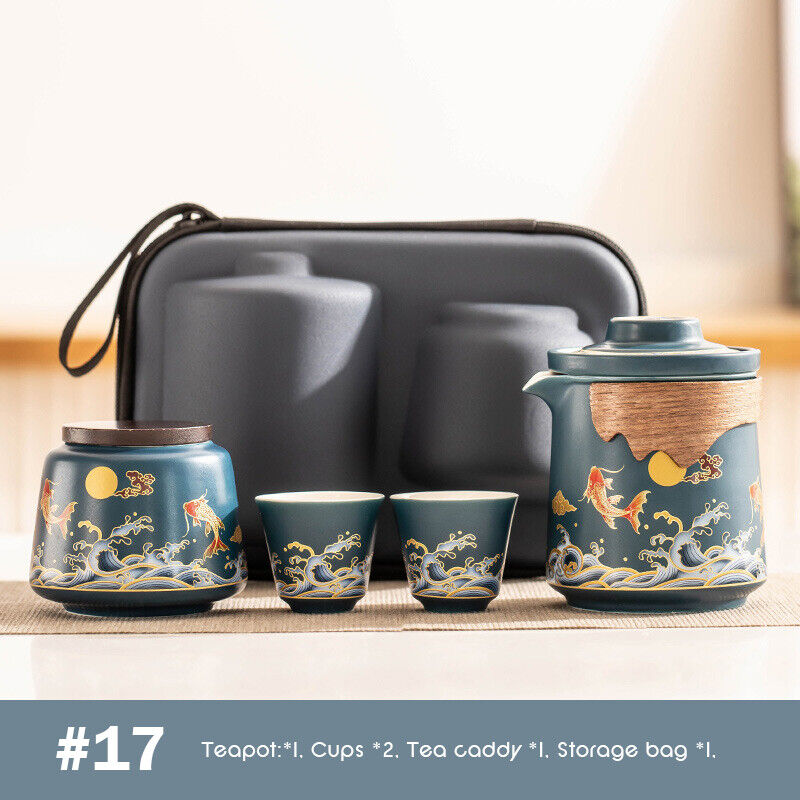 Outdoor Office Camping Tea Ceramic Set Porcelain Chinese Gongfu Tea Cup Set