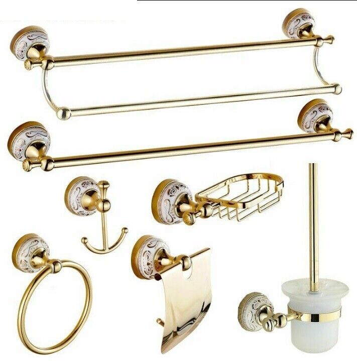 Luxury Towel Racks Stainless Steel Ceramic Wall Mounted Bathroom Accessories Set
