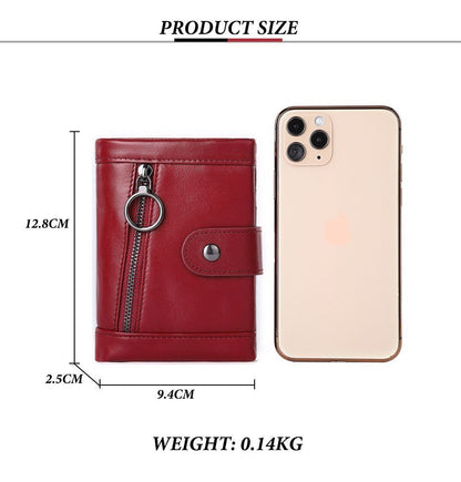 RFID Blocking Wallet Genuine Leather Purse Credit Card Holder Zipper Clutch Bags