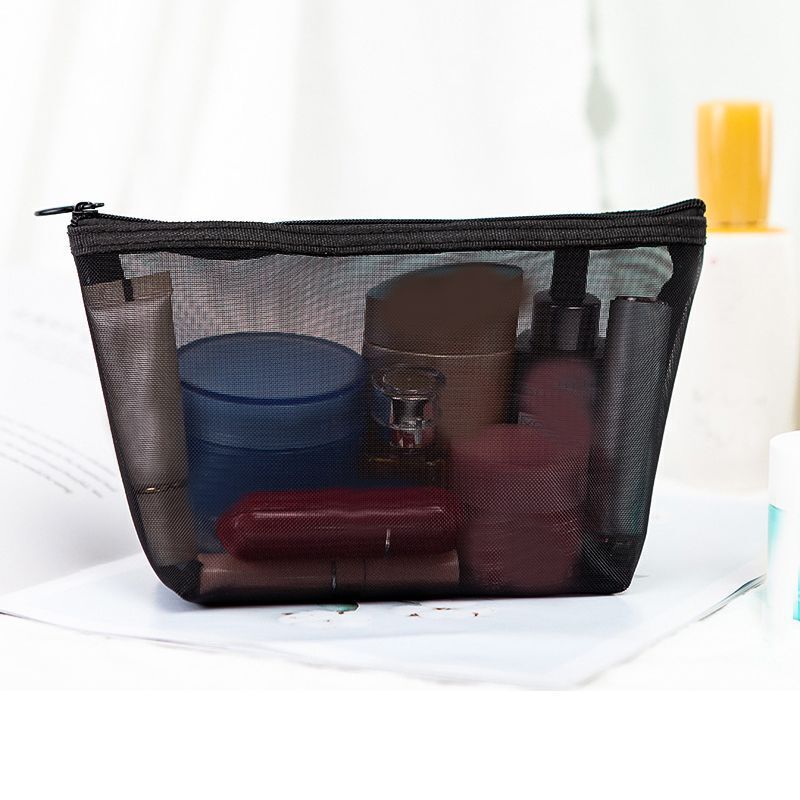 Transparent Mesh Cosmetic Bag Travel Zipper Makeup Case Organizer Storage Pouch