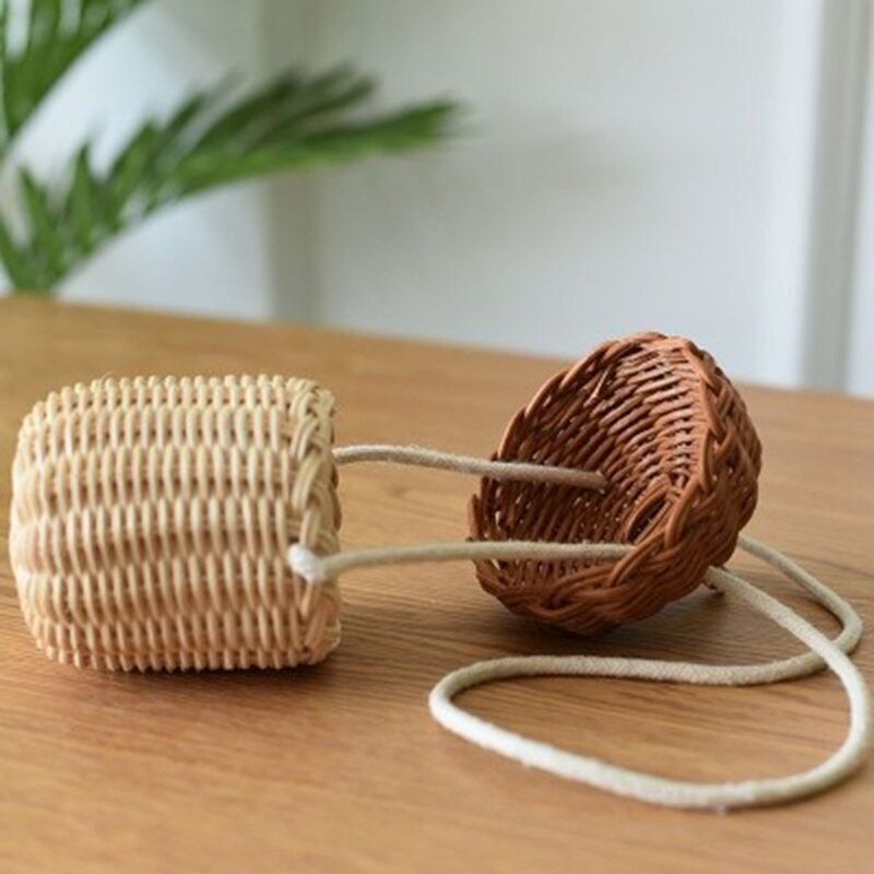 Handmade Rattan Mushroom Cute Bag Woven Straw Handbag Shoulder Crossbody Purses