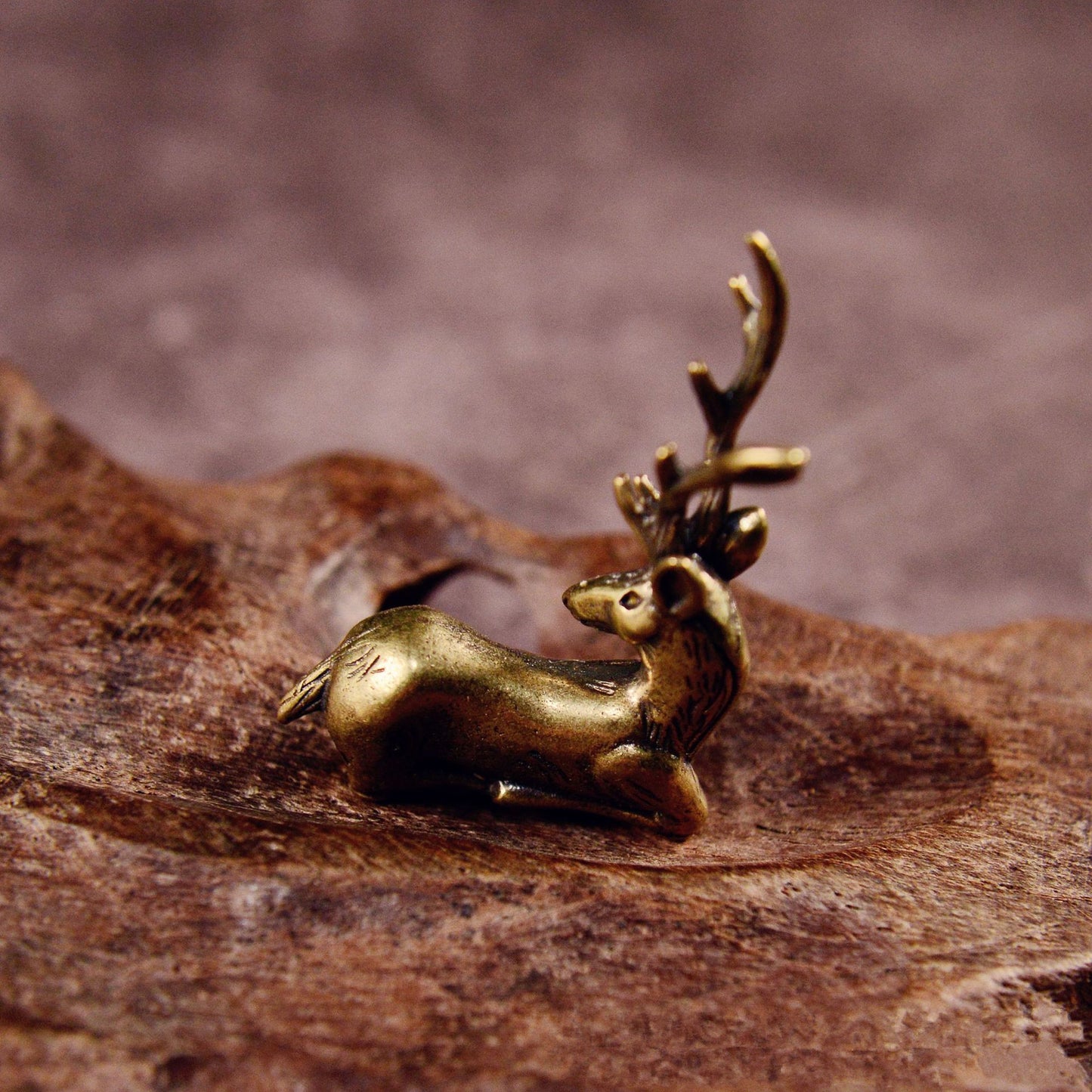 Brass Deer Statue Fawn Figurine Home Desktop Decor Gift Tea Pet Ornaments