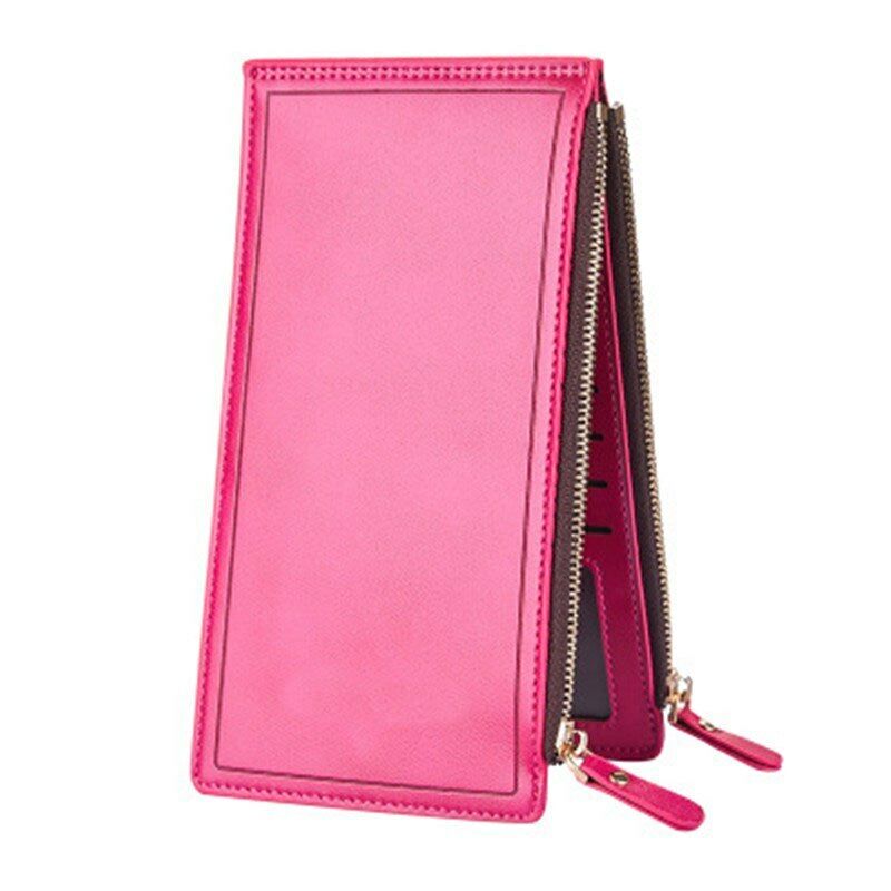 Unisex Long Zipper Wallet Card&ID Bag Clamps Purse Genuine Male&female Cash Clip