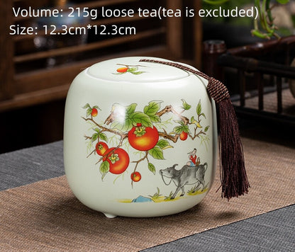 Chinese Canister Porcelain Jug With Lid Sealed For Loose Tea Small Size Ceramic