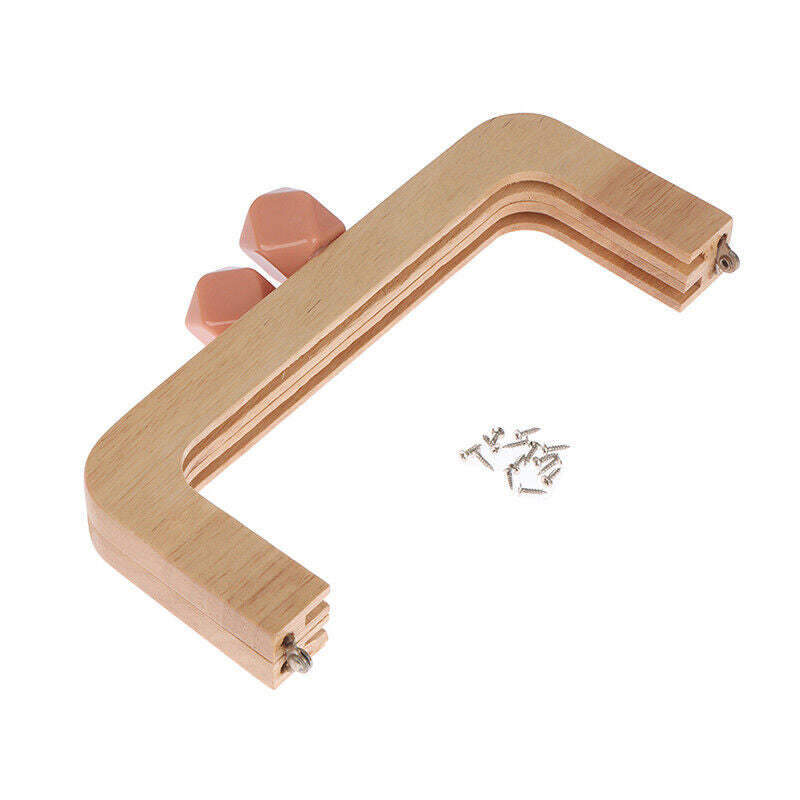 20cm Solid Wood Material Wooden Purse Frame Screws Inside Wood Bag Handle FraWO