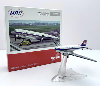 1:200 Herpa MATINS AIR CHARTER Douglas DC-3 Aircraft Diecast Airplane Model
