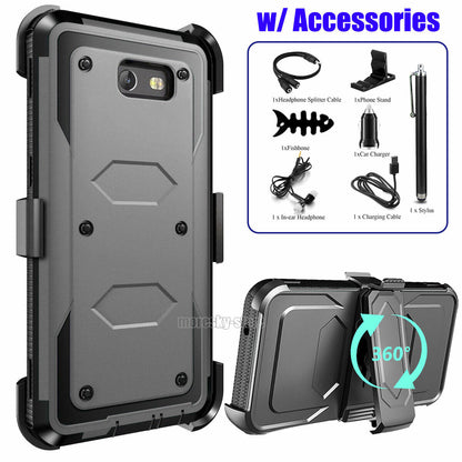 For Samsung Galaxy J7 2017 Sky Pro Rugged Clip Holder Case Cover, w/ Accessories