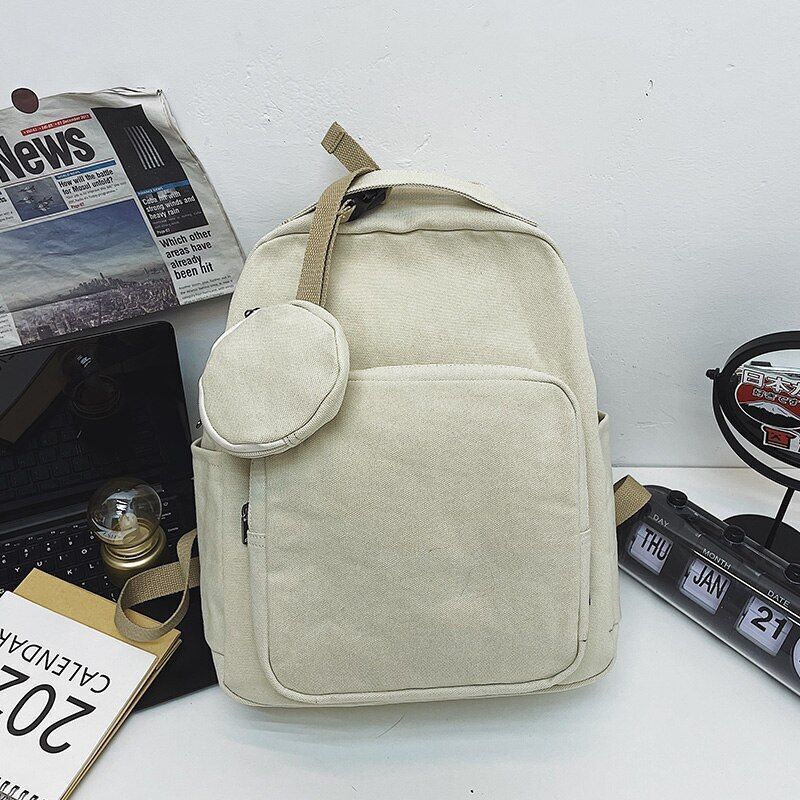 Green Leisure Canvas Backpack College Student School Book Bag Traveling Rucksack