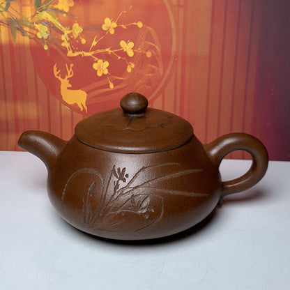 Vintage Chinese Yixing Purple Clay Teapot Zisha Ceramic Orchid Household Teaware