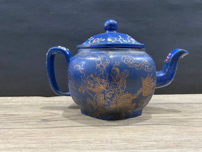 Chinese Yixing Zisha Clay Handmade Exquisite Teapot（六方全彩 底款：玉成窖）