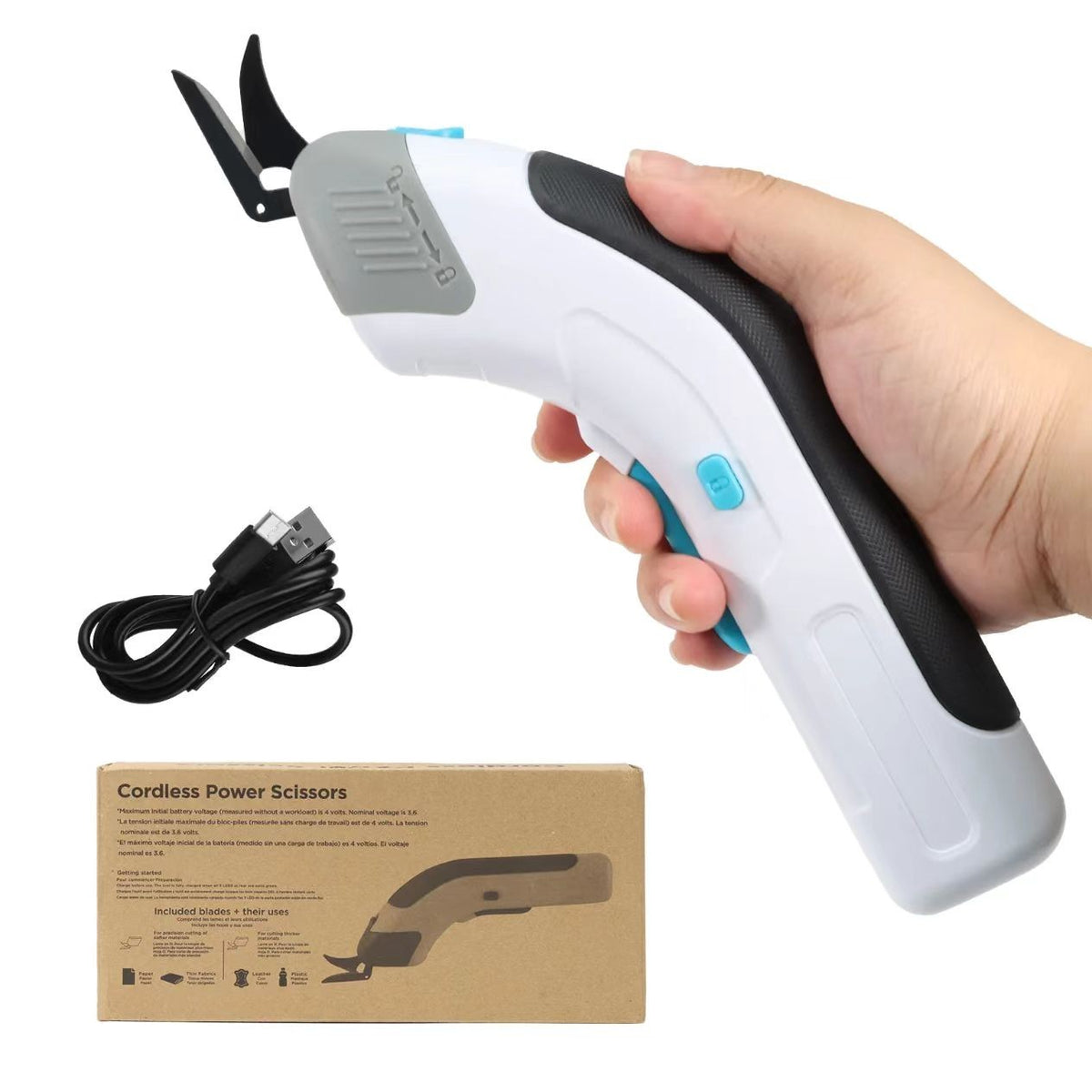 Cordless Electric Fabric Scissors–Heavy-Duty Cutter Sewing, Craft, Box & Carpet