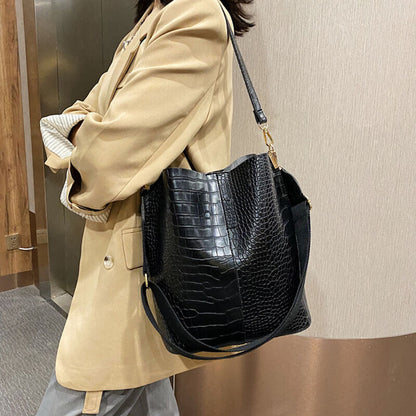 Pattern Crossbody Bags Women PU Leather Shoulder Handbags Bucket Bag