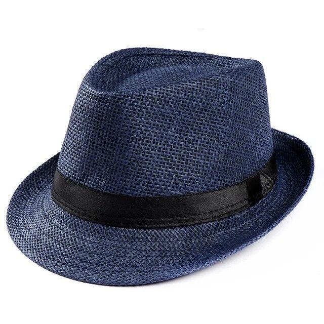Unisex Straw Fedora Panama Hat Summer Sun Short Brim Floral Trilby Cuban Cap Hat