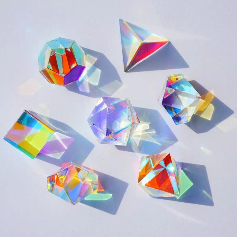 Prism Glass Cube Hexahedral Optical Color Clear Prisma Photography Decor 18-20mm