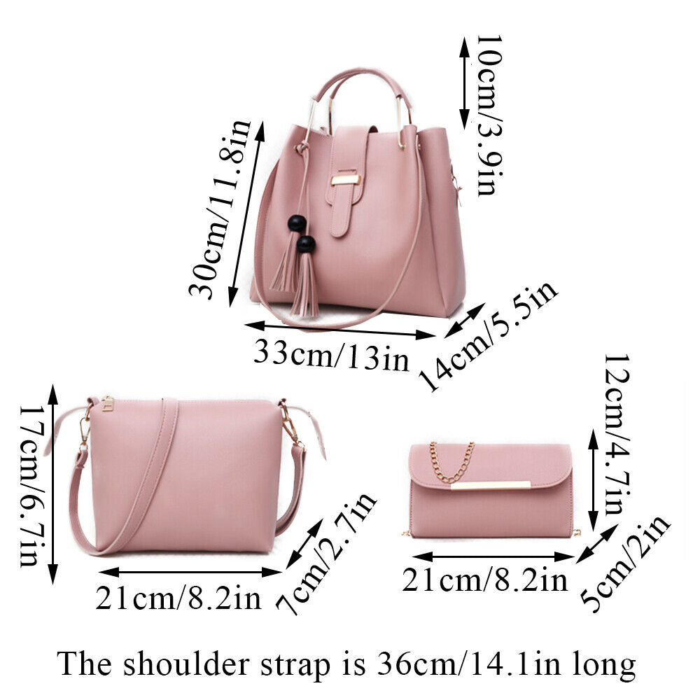 Fashion Women Bags Set 3pcs Large Casual Bags PU Leather Ladies Shoulder Bag* ಇ