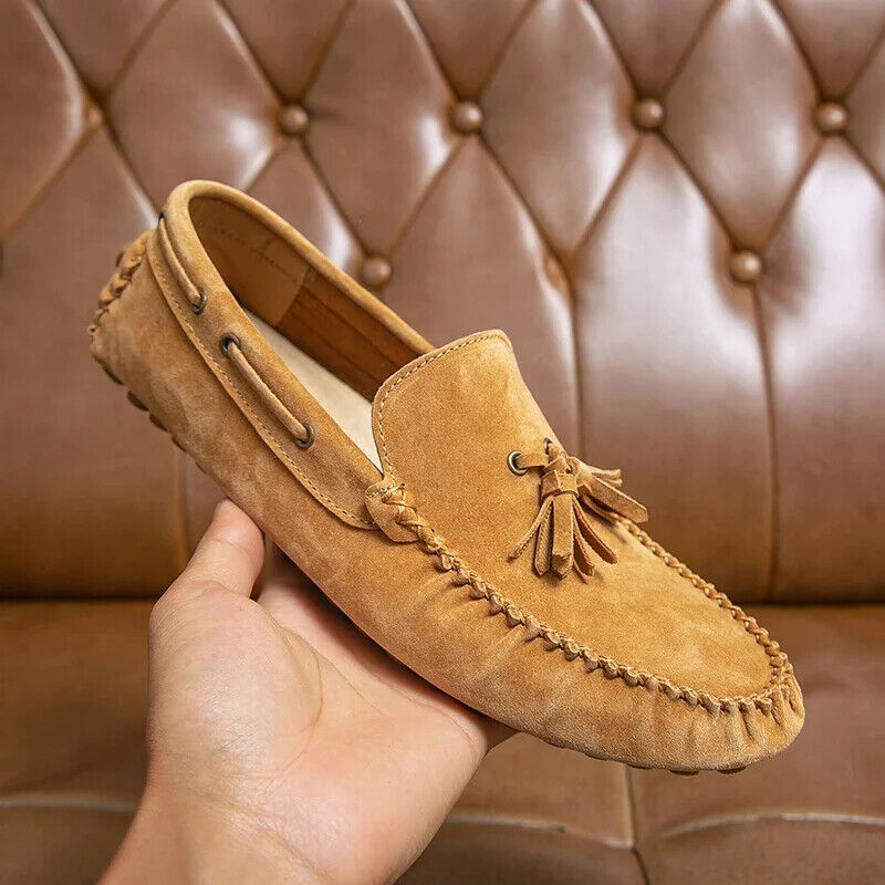 Men Loafers Spring Autumn Genuine Leather Shoes Men Warm Flats Driving Shoes