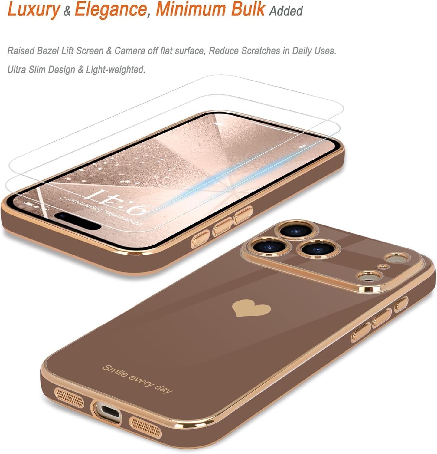 for Iphone 17 Pro Max Case with Screen Protector [2 Pack] Girl Women Cute Girly