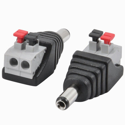 10Pcs Screwless Quick Connect Male 5.5x2.1mm DC Jack Plug For Led Strip.