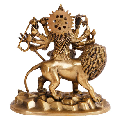Hindu God Lord Brass Maa Durga Idol Sitting On Lion Idol Statue Figurines