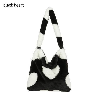 1pc Women Girls Fluffy Shoulder Bag Top-handle Bag Female Autumn Winter Handbag
