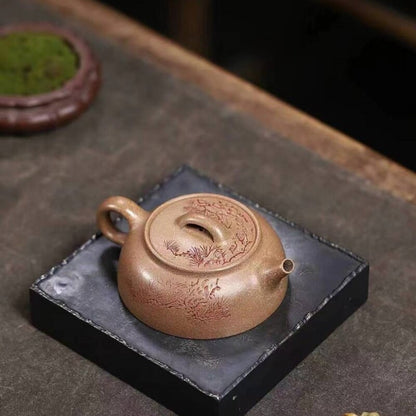 Chinese Tea Pot Handmade Carved Real Yixing Zisha Old Duan Clay Master Pot 180ml