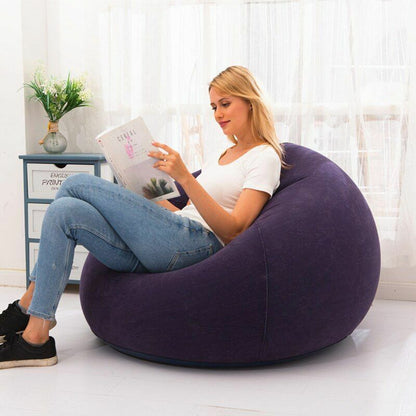 Large Sofa Inflatable Lounge Chair Bean Bag Outdoor Furniture Camping PVC Blue