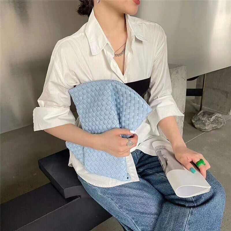 Tassel Clucth Bags Women Leather Woven Lady Handbags Bag Large Party Female