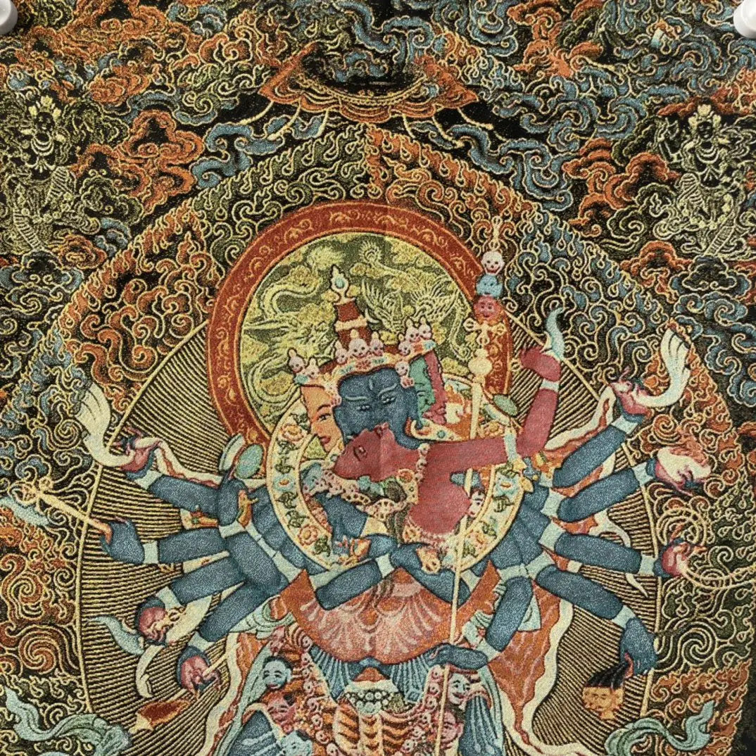 35" Tibetan Buddhism Embroidery Chakrasamvara Buddha Thangka Worship Hall