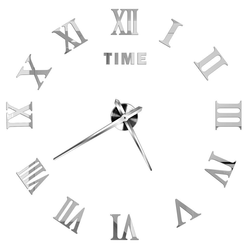 DIY Wall Clocks Acrylic Mirror Large 3D Frameless Home Living Room Decor 37-47In