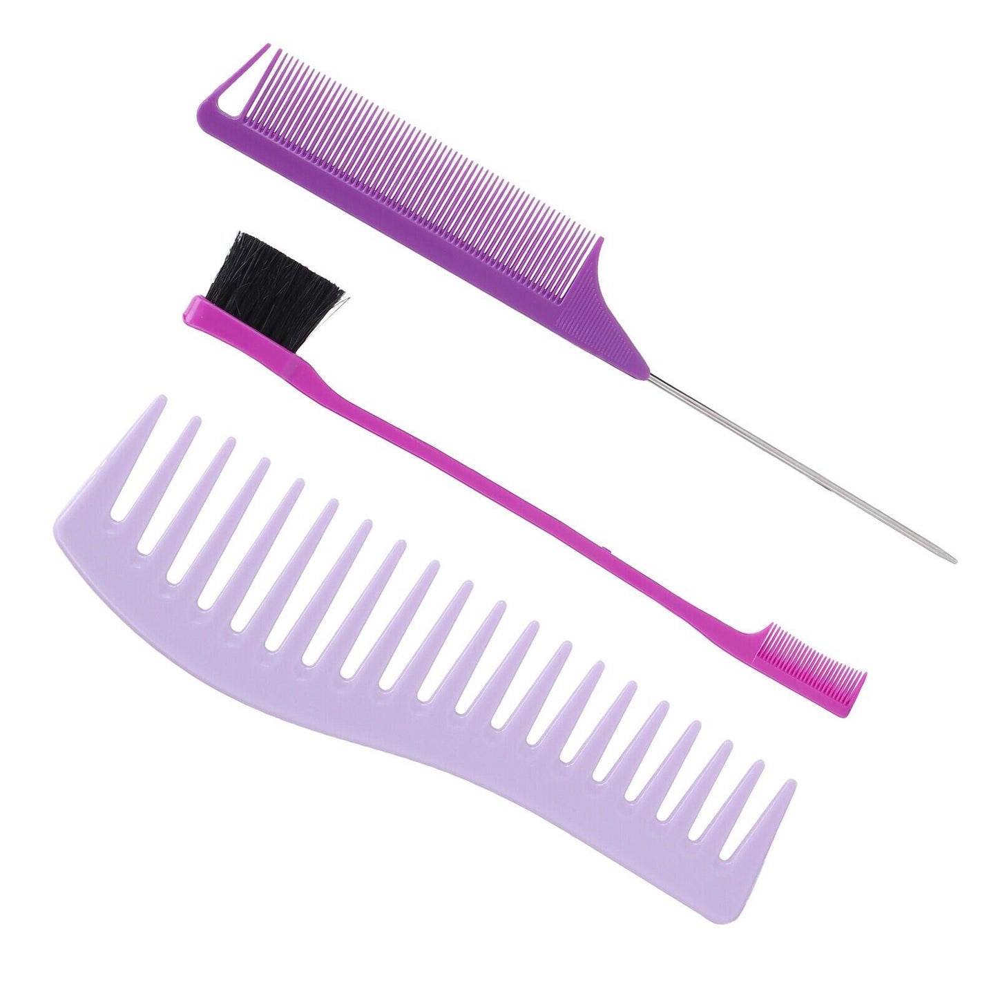 3Pcs Hair Dye Color Brush Wide Comb Teeth Rat Tail Comb Styling Comb Set For Hom