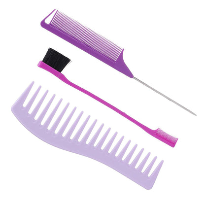 3Pcs Hair Dye Color Brush Wide Comb Teeth Rat Tail Comb Styling Comb Set For Hom