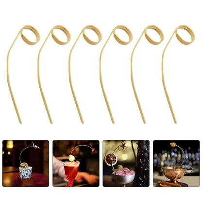 Cocktail Stick 50Pcs Disposable Bamboo Tie Knotted Skewers Wine Food Fruit Picks